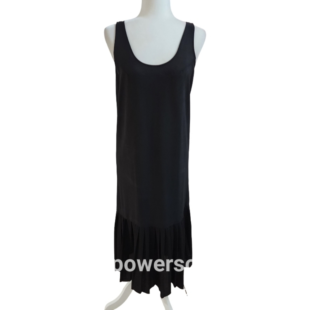 Vintage Black Slip Dress with Pleated Skirt